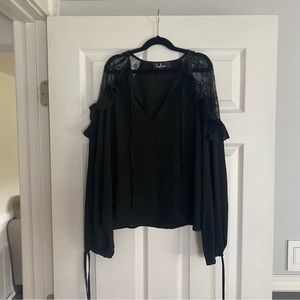 Lulus Black Lace Long Sleeve Blouse